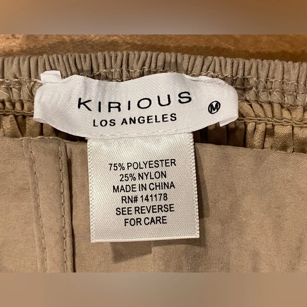 Kirious LA Tan Colored Suede Feel Crop Top Size M Shirred back Pheasant Pirate - Picture 2 of 5